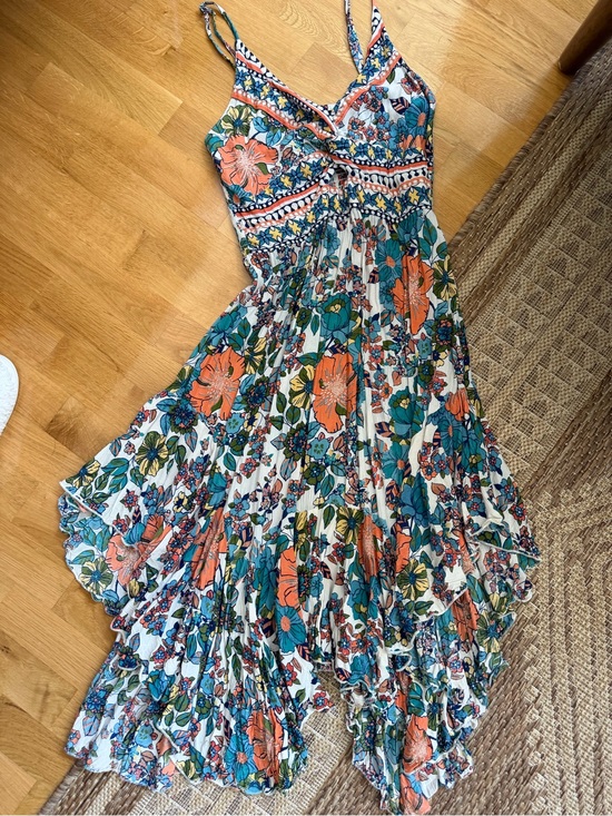 Angie Dresses & Skirts - Angie Floral Maxi Dress in Orange, Teal & White